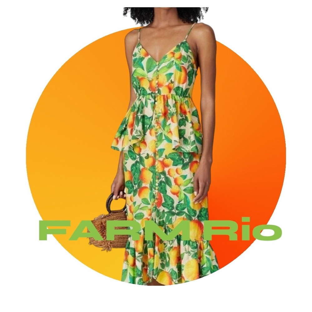 🍋 FARM Rio 🍋 yellow floral sands dress